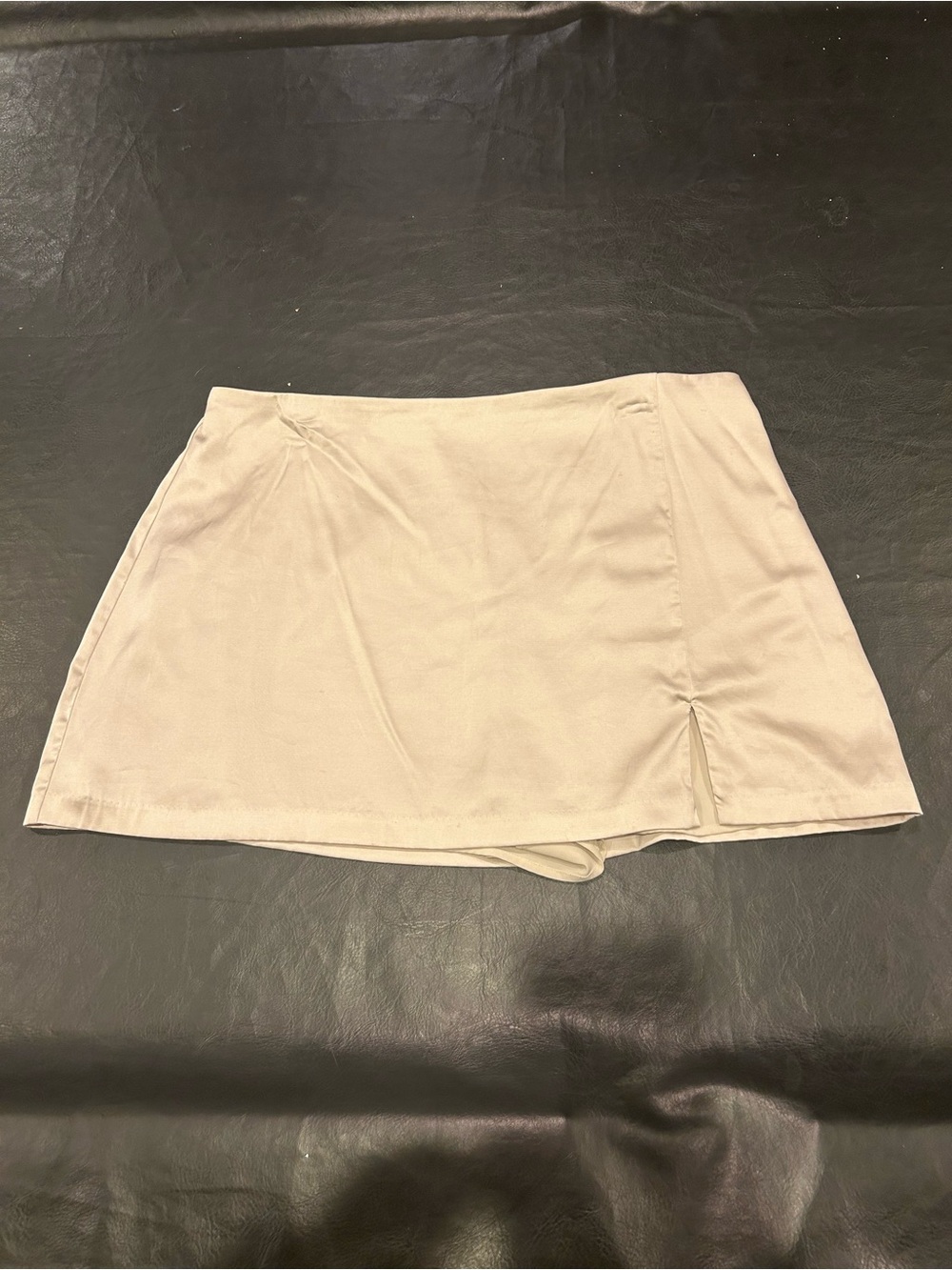 Cream Abercrombie & Fitch Satin Mini Skirt with Side Slit & Shorts Attached